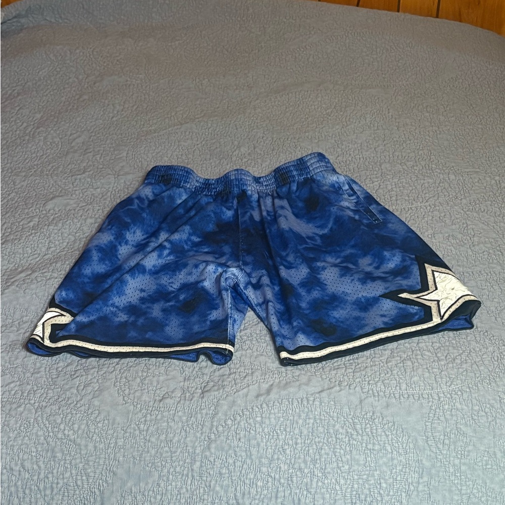Mitchell & Ness Blue Patterned Athletic Shorts